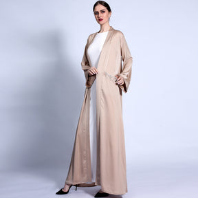 1303 Satin cardigan muslim abaya dress