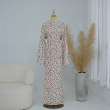 LR1324  Floral Print Plus Size Polyester Long Sleeve Dress - No Hijab