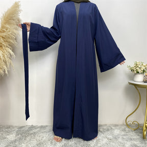 1763 plain muslim abaya cardigan dress