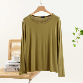JC001  Crew Neck Modal Long Sleeve Loose Stretch Top