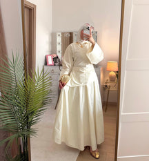 LR1313  Plus Size Top and Skirt Two Piece Set with Pockets