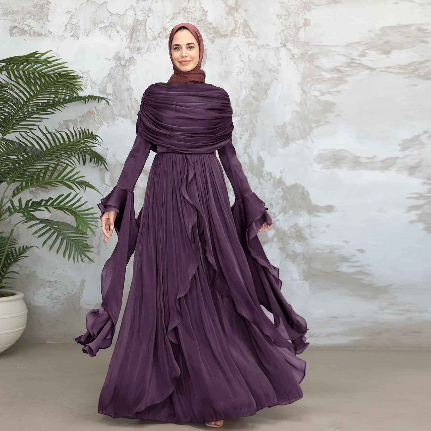 LR1169  Double-layer waist dress – no hijab