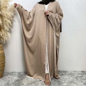 6688 satin muslim abaya cardigan Batwing sleeve dress