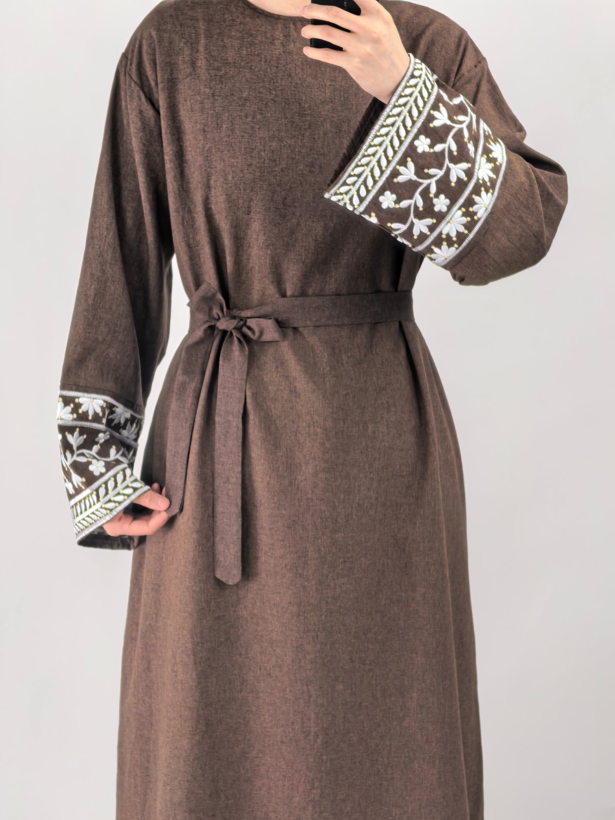 LR735 Vestido elegante bordado estilo turco de Dubái, Oriente Medio