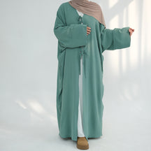 LR883  Tie-Waist Open-Front Polyester Dress