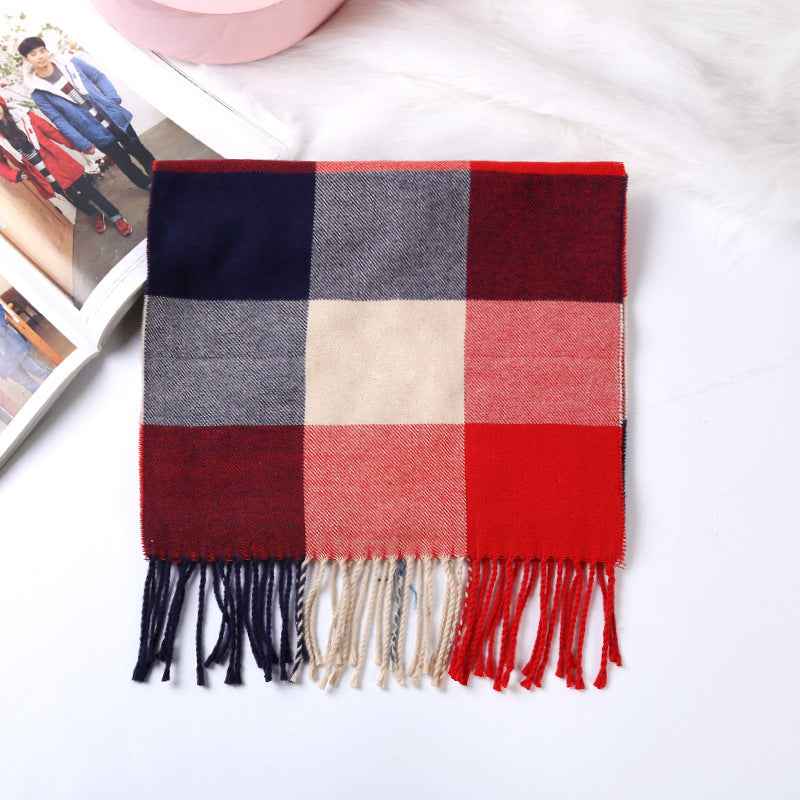 TL-32  Fashion Plaid Faux Cashmere Scarf