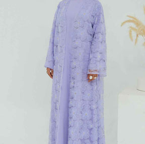 LR1069  3D Floral Beaded Cardigan Abaya
