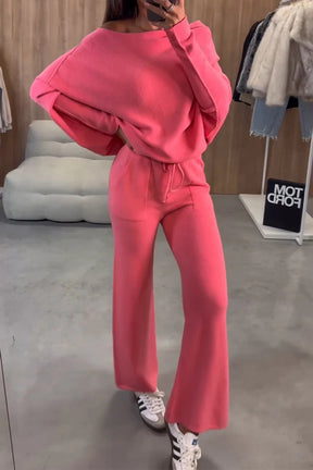 MC6815  Women's Plain Off-Shoulder Elegant Commute Casual 2-Piece Set