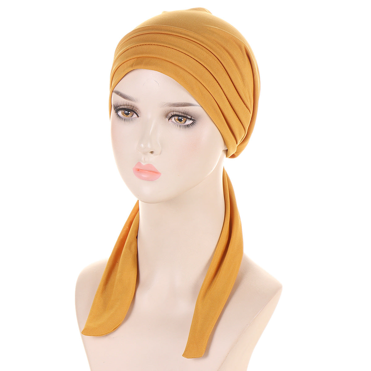 pleated plain hijab turban hat