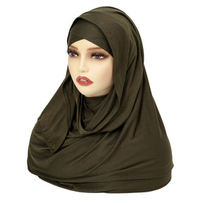 8216  Solid color forehead cross head scarf Middle East Malay headscarf Amazon hijab scarf hat