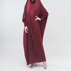 LR484   Plain plus size hijab-integrated dress
