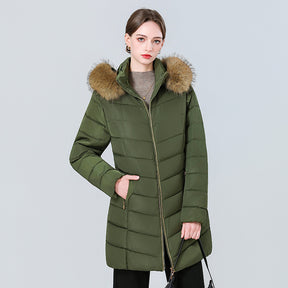 YAXF-8809  Women's Mid-Length Slim Winter Cotton-Padded Puffer Jacket