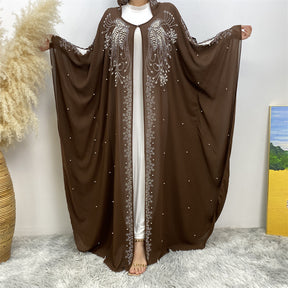 6741 plain stamping rhinestone cardigan abaya