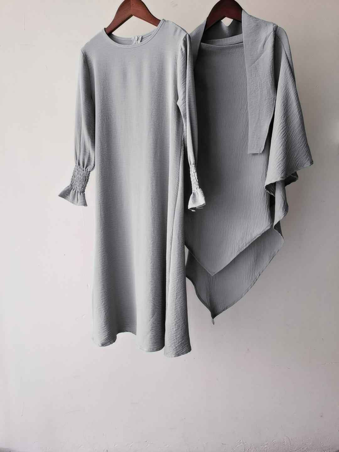 23591 Children's Solid Color Ruffle Dress & Shawl Set