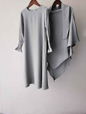 23591 Children's Solid Color Ruffle Dress & Shawl Set