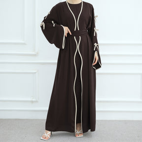 LR962+LR1003 Plain Bow Abaya Dress Set