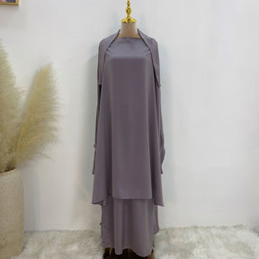 LR618  Plain Flared Abaya Dress Set - Casual Everyday Wear