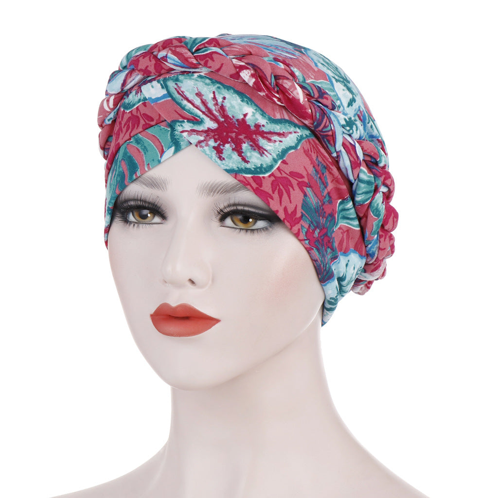 TJM-花布短辫 printed Milk silk hijab turban hat