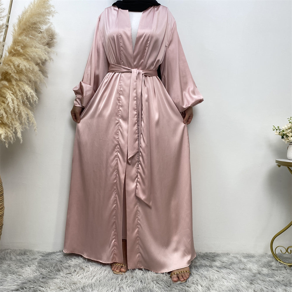 1934 plain satin muslim abaya dress