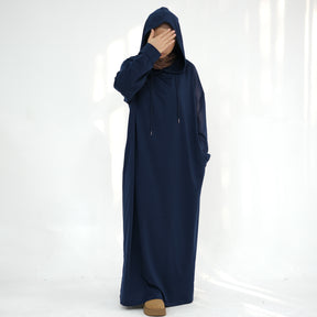 LR921  Solid color hooded sweater dress