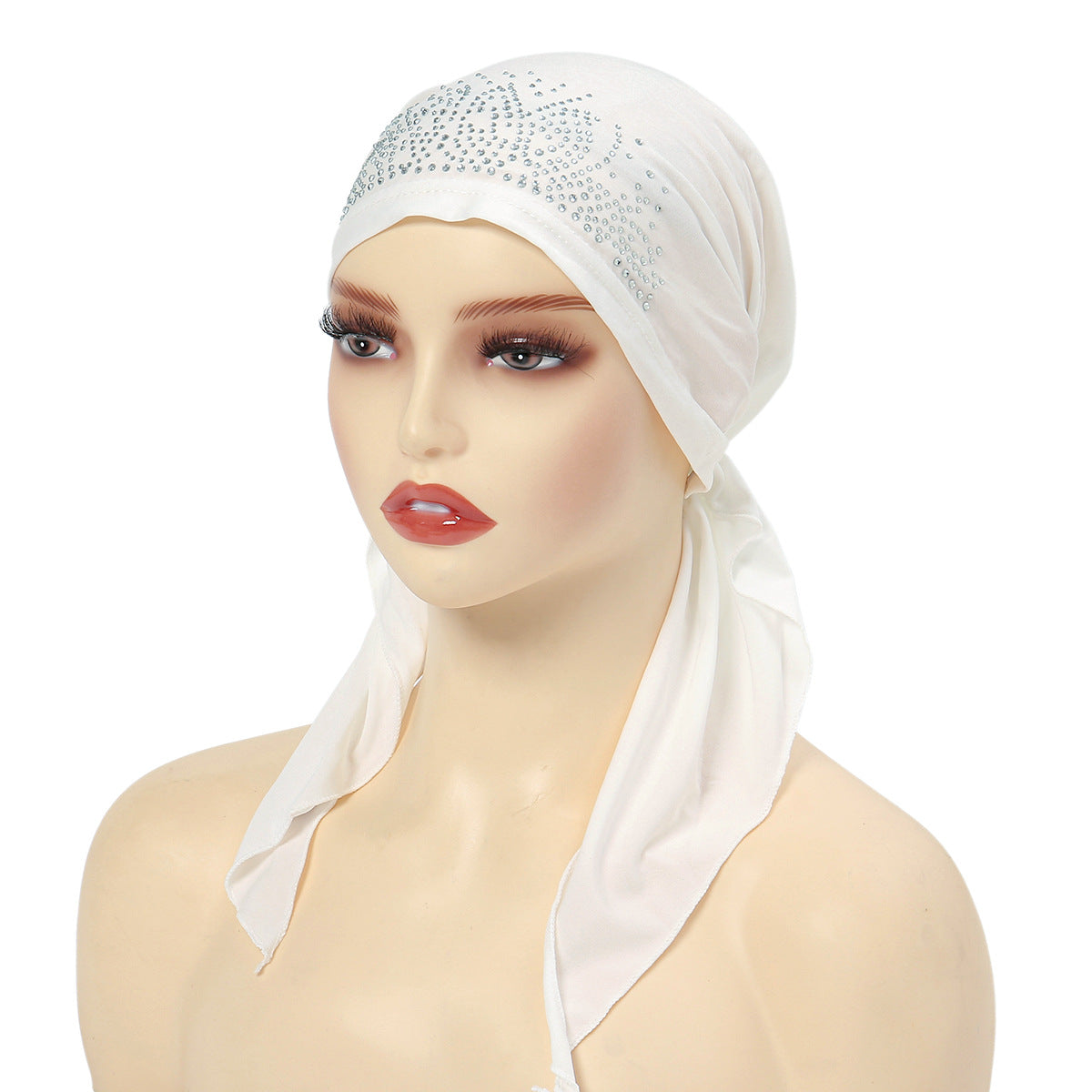 TJM-弧形烫钻 plain hot stamped rhinestones hijab turban hat