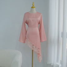 LR1180&LR1185  Back-Tie Waist-Cinched Viscose Long Sleeve Top + Skirt Set-Skirt Set - Mix & Match Set
