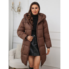 W1836  Women's Hooded Mid-Length Slim Winter Cotton-Padded Coat