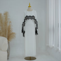 LR1323  Viscose Lace Panel Dress with Shawl