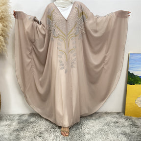 6743 plain stamping rhinestone cardigan abaya