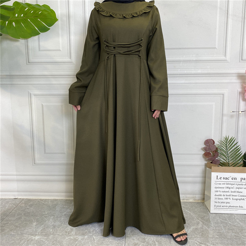 6430 Thick crepe dress muslim abaya dress