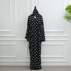 LR1119  Women's Vibrant Polka Dot Cardigan & Hijab 2-Piece Set