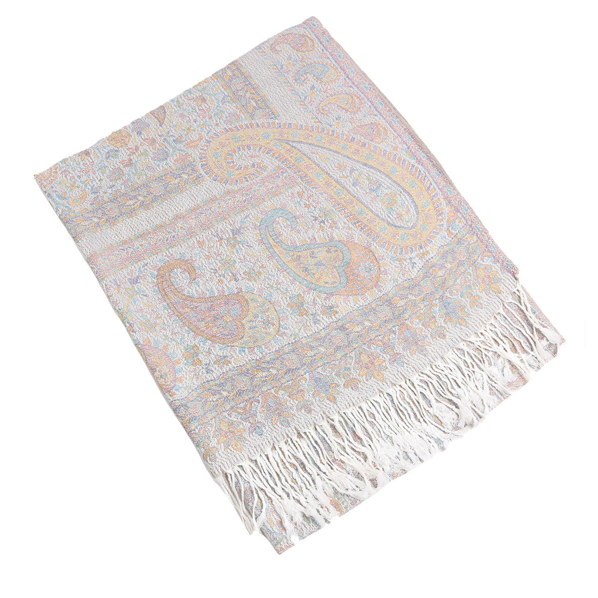 WJ005  Paisley Fringe Faux Cashmere Long Scarf