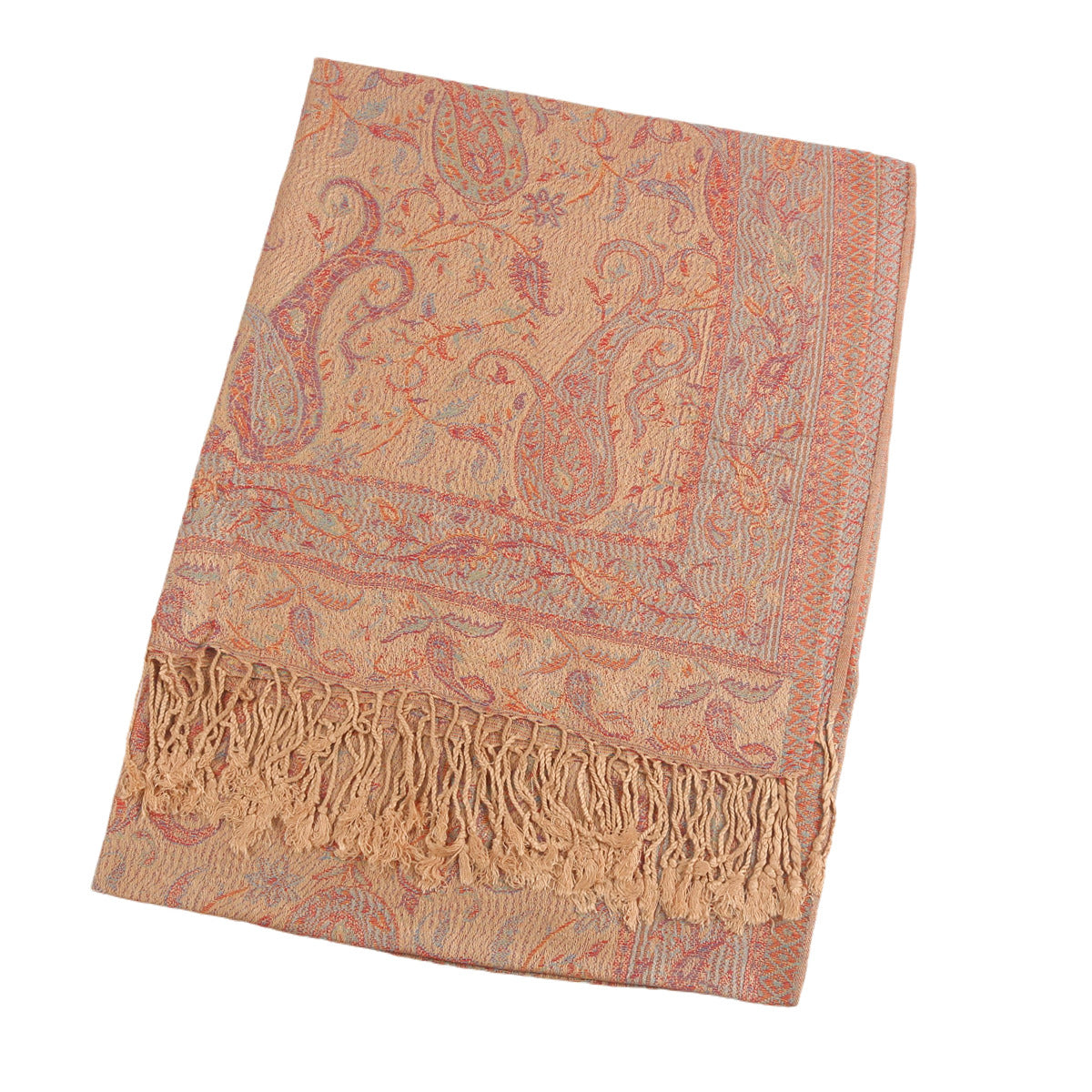 WJ046  Paisley Faux Cashmere Tassel Layering Scarf