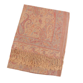 WJ046  Paisley Faux Cashmere Tassel Layering Scarf