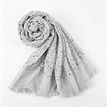 WJ197  Plain Polka Dot Polyester Crinkle Hijab with Short Fringe