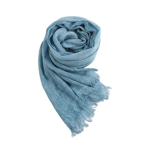 WJ070  Crinkled Rayon Scarf, Finished with Side Fringe