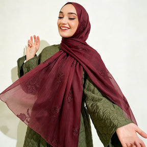 WJ103  Sea Island Silk Embroidered Sun Protection Hijab