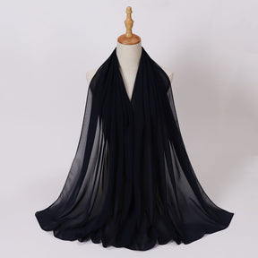 W-0062  Solid color pearl chiffon long scarf hijab veil scarf