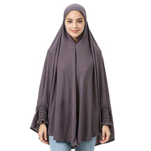 22201-22210  Plain High-Stretch Polyester Ruffled-Edge Sleeve Hijab
