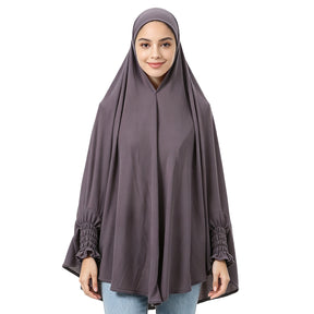 22201-22210  Plain High-Stretch Polyester Ruffled-Edge Sleeve Hijab