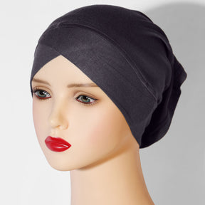 KJH-01    Multicolor cross-front hat with non-pilling cotton and solid color mercerized cotton bottom hat and headscarf