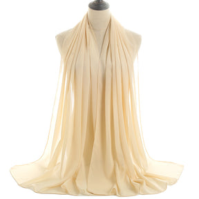 YW016  Plain pearl chiffon hijab