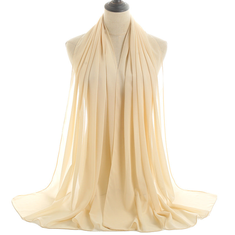 YW016  Plain pearl chiffon hijab