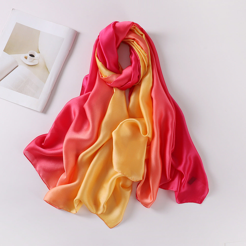 ZS016 gradient color Simulated silk hijab scarf