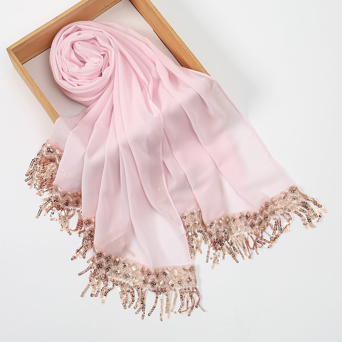 SW150  Plain Chiffon Sequin Tassel Hijab