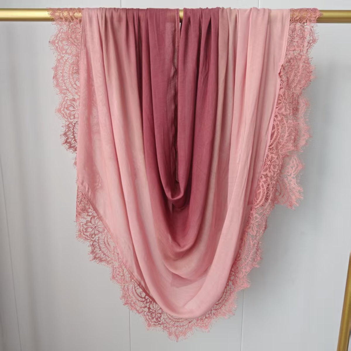 JBL03  Soft Versatile Modal Hijab with Wide Omber Lace Trim