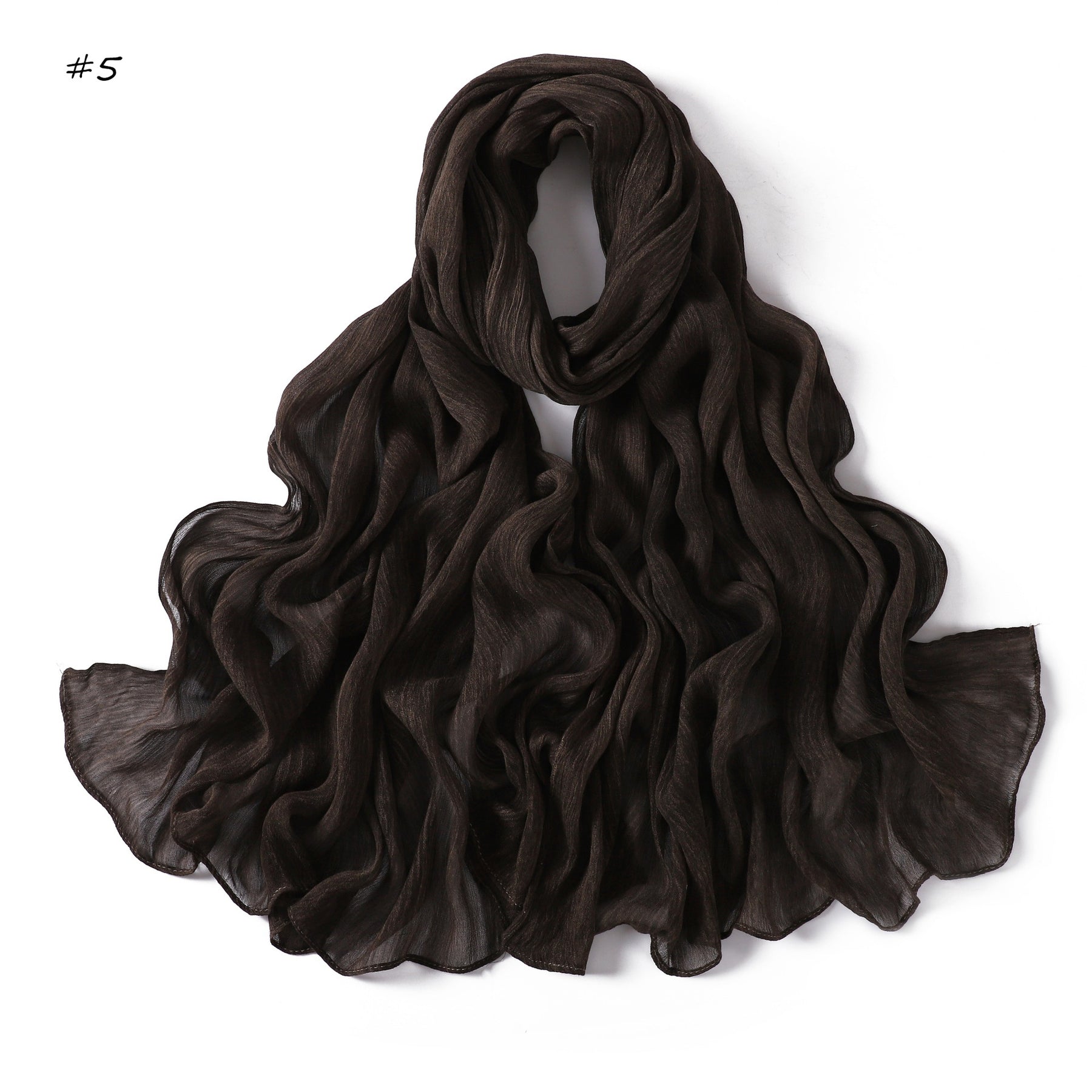 YZ322  Plain Washed-Dye Modal Crinkle Rolled-Edge Hijab