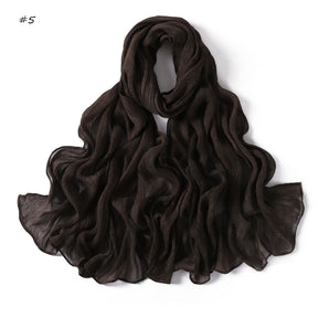 YZ322  Plain Washed-Dye Modal Crinkle Rolled-Edge Hijab