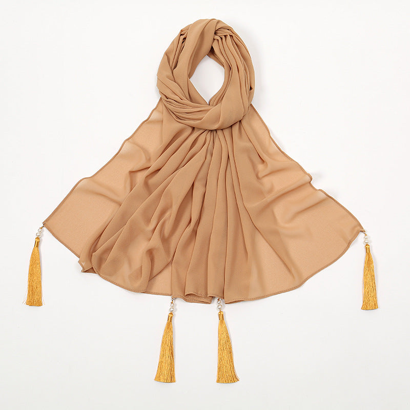 YW016U Fully matched solid color bubble scarf/hijab