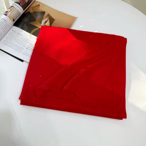 JM001  Plain Starry Hotfix Rhinestone Polyester Tassel Scarf